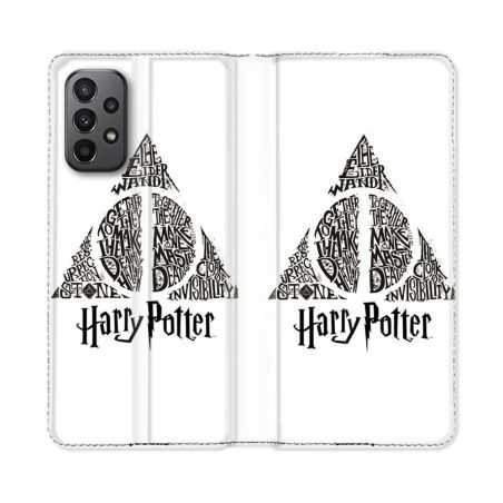 Housse cuir portefeuille Pour Samsung Galaxy A23 5G Harry Potter Hollows triangle Blanc