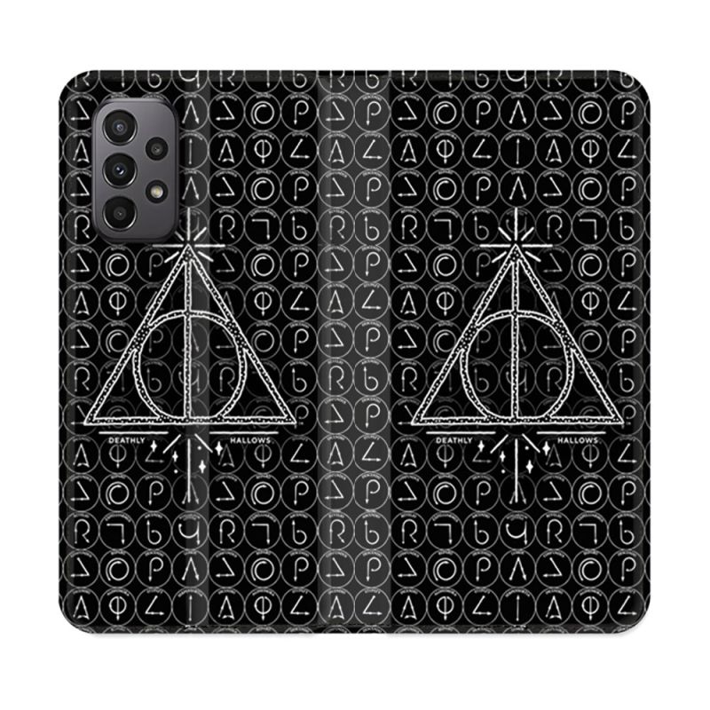 Housse cuir portefeuille Pour Samsung Galaxy A23 5G Harry Potter Hollows Triangle Noir
