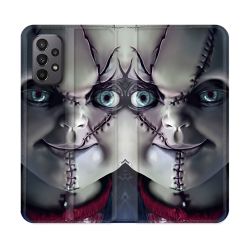 Housse cuir portefeuille Pour Samsung Galaxy A23 5G Horreur Chucky Cicatrice