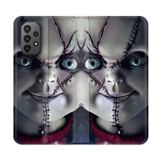 Housse cuir portefeuille Pour Samsung Galaxy A23 5G Horreur Chucky Cicatrice