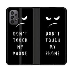 Housse cuir portefeuille Pour Samsung Galaxy A23 5G Humour Don't Touch