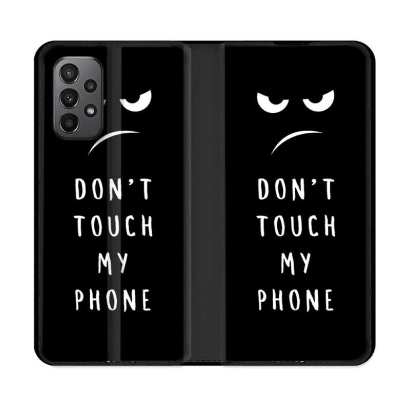 Housse cuir portefeuille Pour Samsung Galaxy A23 5G Humour Don't Touch