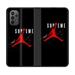 Housse cuir portefeuille Pour Samsung Galaxy A23 5G Jordan Supreme Noir