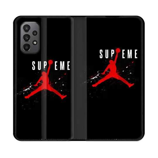 Housse cuir portefeuille Pour Samsung Galaxy A23 5G Jordan Supreme Noir