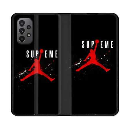 Housse cuir portefeuille Pour Samsung Galaxy A23 5G Jordan Supreme Noir