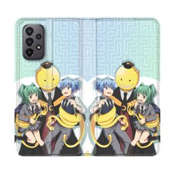 Housse cuir portefeuille Pour Samsung Galaxy A23 5G Manga Assassination Classroom Kuro Trio