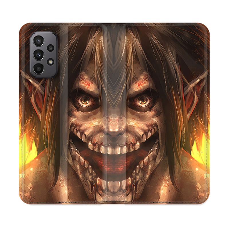 Housse cuir portefeuille Pour Samsung Galaxy A23 5G Manga Attaque Titans Eren Titan