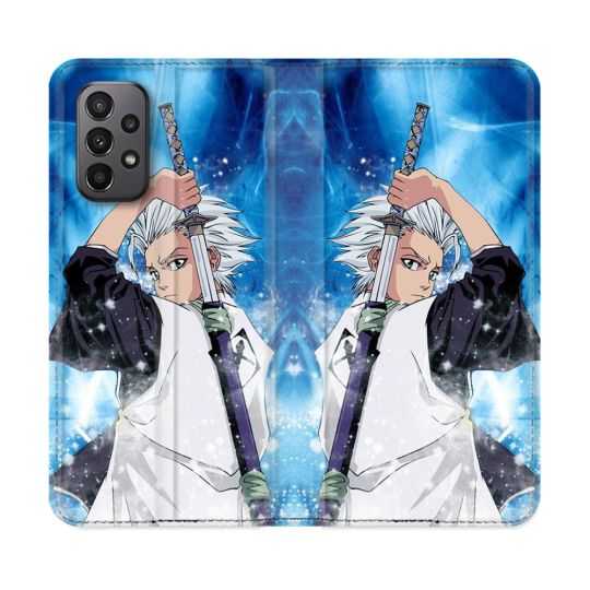 Housse cuir portefeuille Pour Samsung Galaxy A23 5G Manga Bleach Hitsugaya