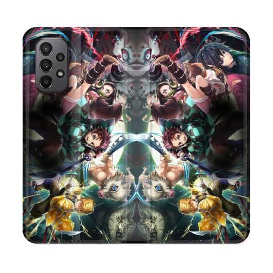 Housse cuir portefeuille Pour Samsung Galaxy A23 5G Manga Demon Slayer Groupe