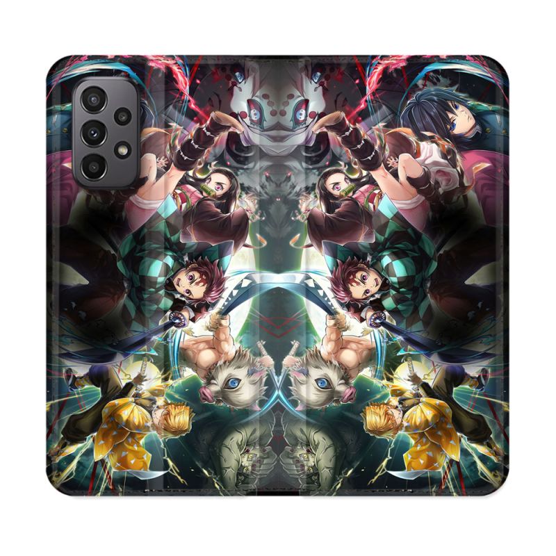 Housse cuir portefeuille Pour Samsung Galaxy A23 5G Manga Demon Slayer Groupe
