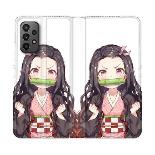 Housse cuir portefeuille Pour Samsung Galaxy A23 5G Manga Demon Slayer Nezuko