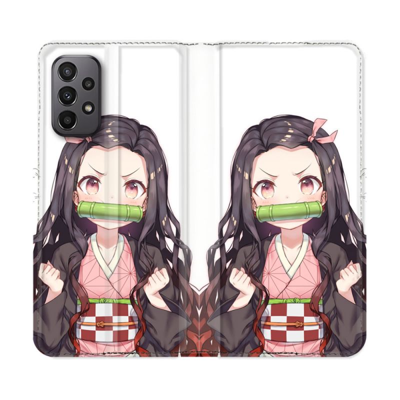 Housse cuir portefeuille Pour Samsung Galaxy A23 5G Manga Demon Slayer Nezuko