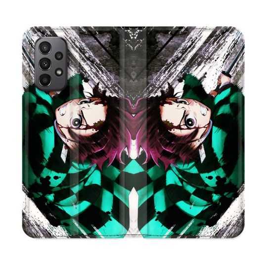 Housse cuir portefeuille Pour Samsung Galaxy A23 5G Manga Demon Slayer Tanjiro