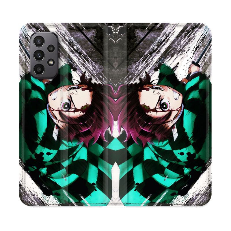 Housse cuir portefeuille Pour Samsung Galaxy A23 5G Manga Demon Slayer Tanjiro