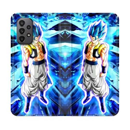 Housse cuir portefeuille Pour Samsung Galaxy A23 5G Manga Dragon Ball Gogeta Lumiere