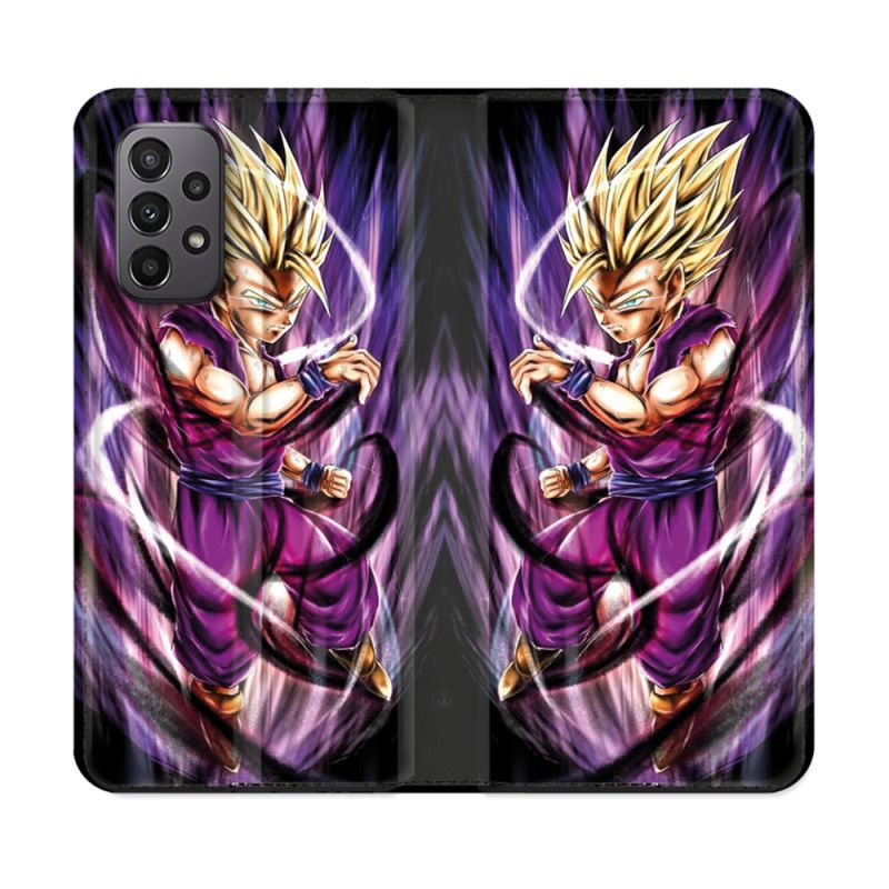 Housse cuir portefeuille Pour Samsung Galaxy A23 5G Manga Dragon Ball Sangohan Violet