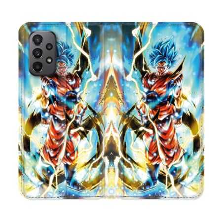 Housse cuir portefeuille Pour Samsung Galaxy A23 5G Manga Dragon Ball Sangoku Blanc