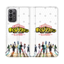 Housse cuir portefeuille Pour Samsung Galaxy A23 5G Manga My Hero Academia Blanc