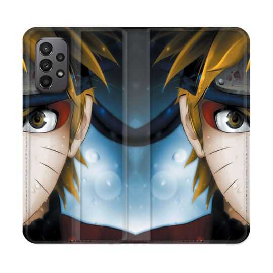 Housse cuir portefeuille Pour Samsung Galaxy A23 5G Manga Naruto Blanc