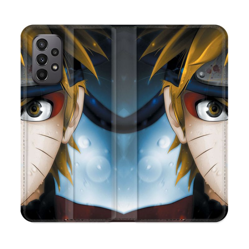 Housse cuir portefeuille Pour Samsung Galaxy A23 5G Manga Naruto Blanc