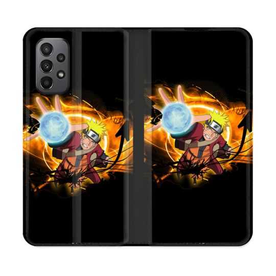 Housse cuir portefeuille Pour Samsung Galaxy A23 5G Manga Naruto Noir