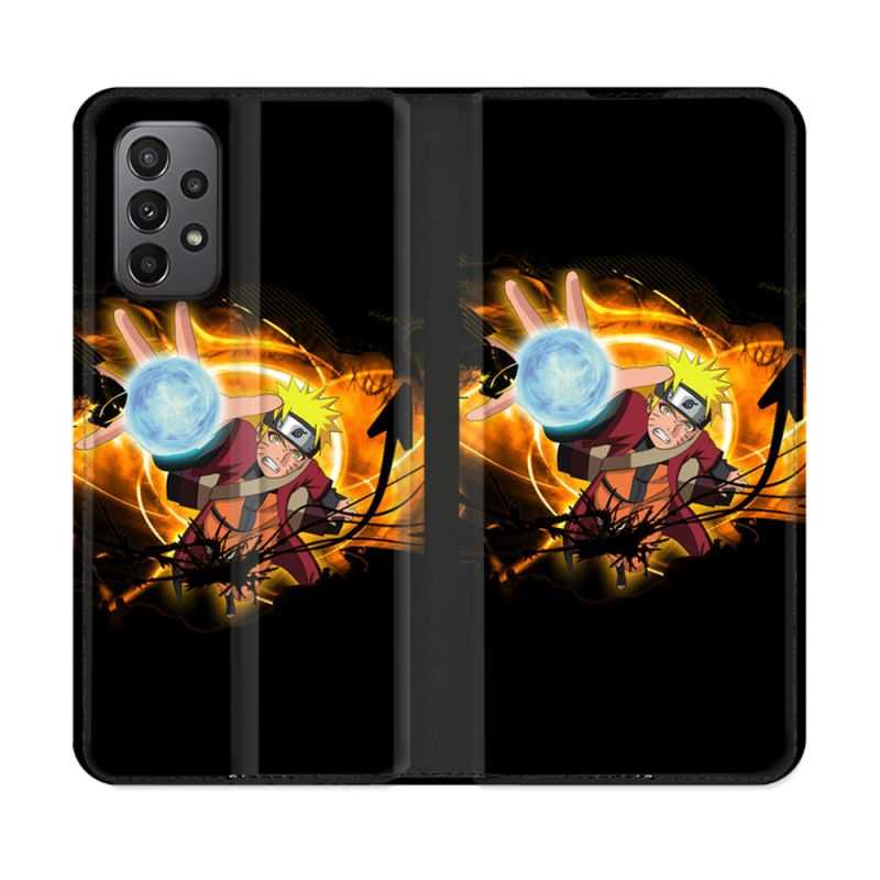 Housse cuir portefeuille Pour Samsung Galaxy A23 5G Manga Naruto Noir