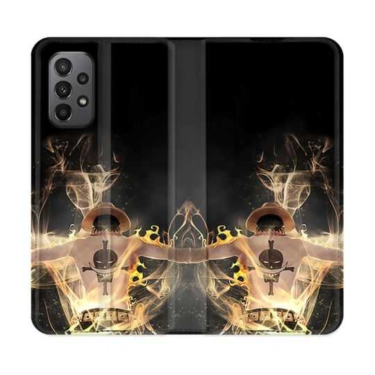 Housse cuir portefeuille Pour Samsung Galaxy A23 5G Manga One Piece Ace Noir