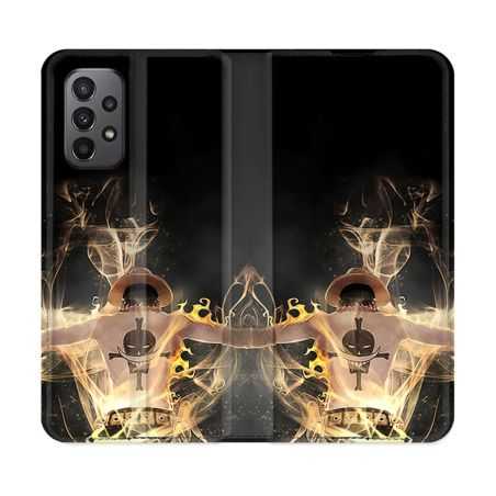 Housse cuir portefeuille Pour Samsung Galaxy A23 5G Manga One Piece Ace Noir
