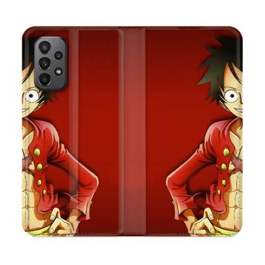 Housse cuir portefeuille Pour Samsung Galaxy A23 5G Manga One Piece Luffy