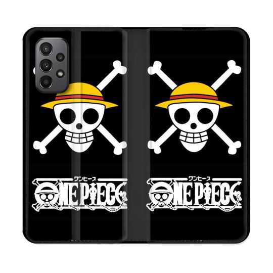 Housse cuir portefeuille Pour Samsung Galaxy A23 5G Manga One Piece Tete de Mort