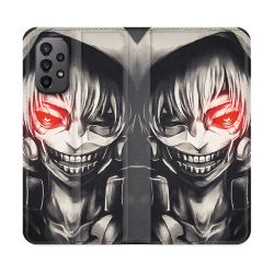 Housse cuir portefeuille Pour Samsung Galaxy A23 5G Manga Tokyo Ghoul Kaneki Noir