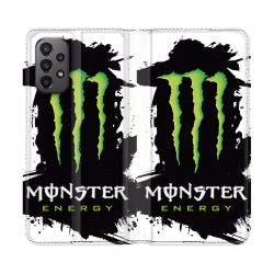 Housse cuir portefeuille Pour Samsung Galaxy A23 5G Monster Energy Tache