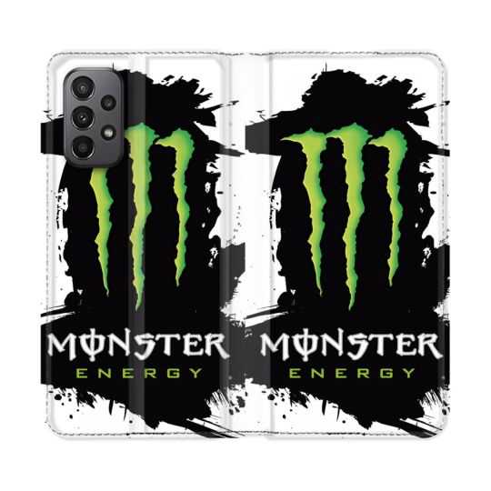 Housse cuir portefeuille Pour Samsung Galaxy A23 5G Monster Energy Tache