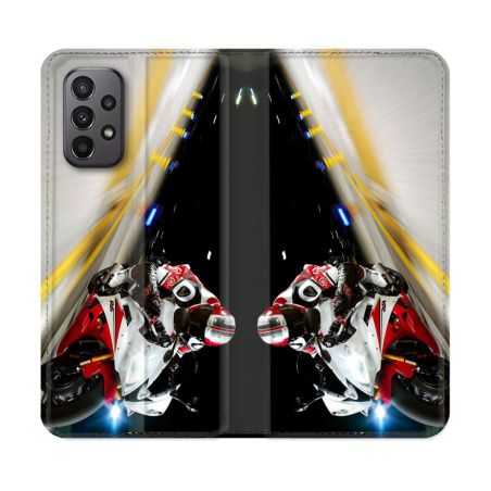 Housse cuir portefeuille Pour Samsung Galaxy A23 5G Moto Course GP R6