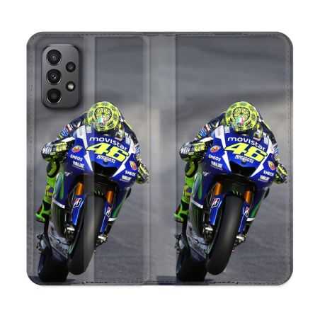 Housse cuir portefeuille Pour Samsung Galaxy A23 5G Moto Course GP Wheeling 46