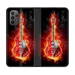 Housse cuir portefeuille Pour Samsung Galaxy A23 5G Musique Guitare Electrique