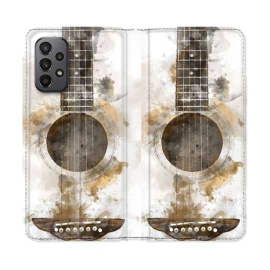 Housse cuir portefeuille Pour Samsung Galaxy A23 5G Musique Guitare Tag