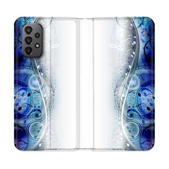 Housse cuir portefeuille Pour Samsung Galaxy A23 5G Musique Partition Vague