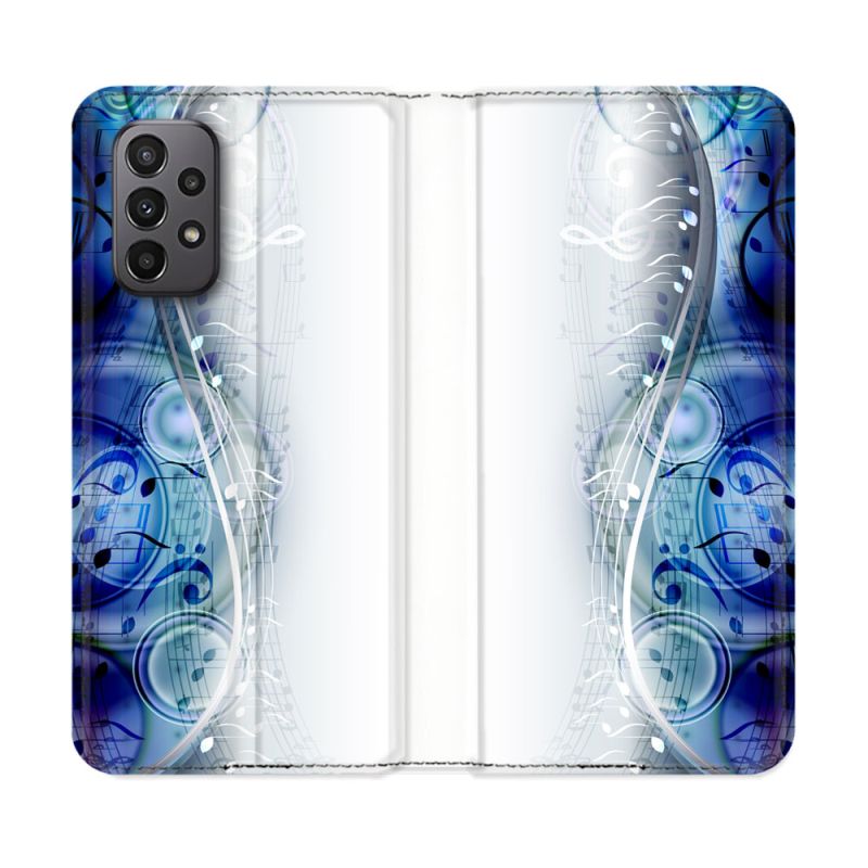 Housse cuir portefeuille Pour Samsung Galaxy A23 5G Musique Partition Vague