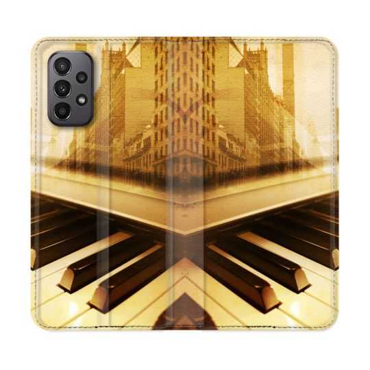 Housse cuir portefeuille Pour Samsung Galaxy A23 5G Musique Piano Retro