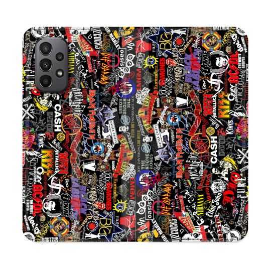 Housse cuir portefeuille Pour Samsung Galaxy A23 5G Musique Rock Groupe