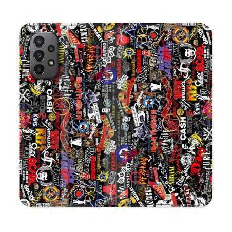 Housse cuir portefeuille Pour Samsung Galaxy A23 5G Musique Rock Groupe