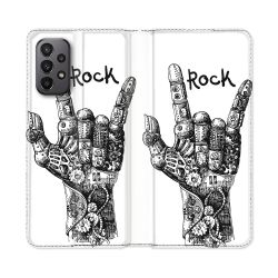 Housse cuir portefeuille Pour Samsung Galaxy A23 5G Musique Rock Main