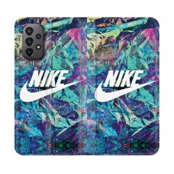 Housse cuir portefeuille Pour Samsung Galaxy A23 5G Nike Turquoise