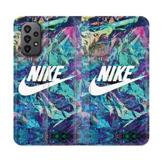 Housse cuir portefeuille Pour Samsung Galaxy A23 5G Nike Turquoise