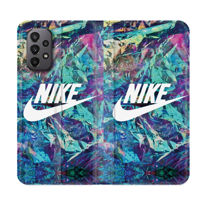 Housse cuir portefeuille Pour Samsung Galaxy A23 5G Nike Turquoise