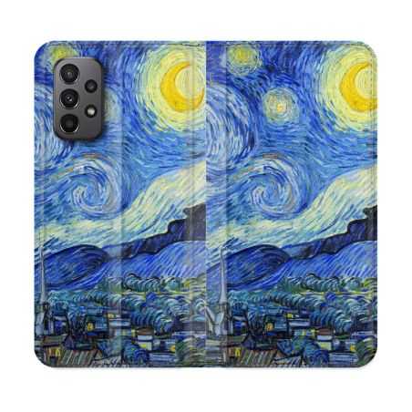 Housse cuir portefeuille Pour Samsung Galaxy A23 5G Peinture La nuit étoilée