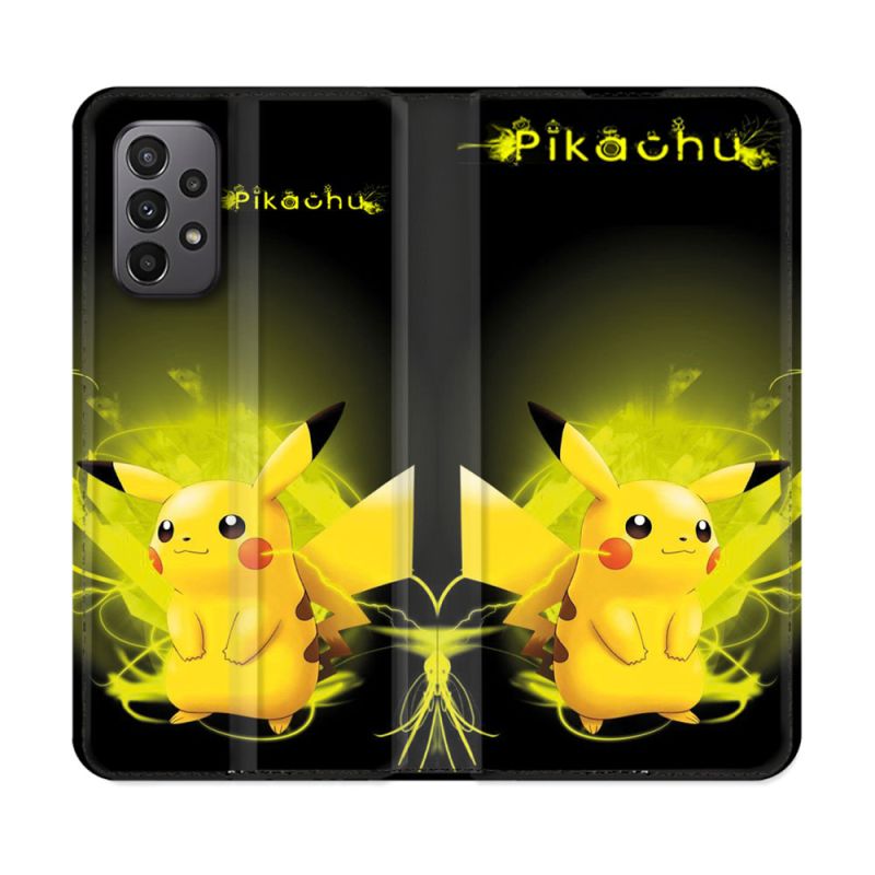 Housse cuir portefeuille Pour Samsung Galaxy A23 5G Pokemon Pikachu Eclair