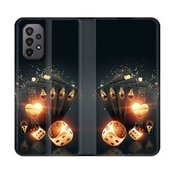Housse cuir portefeuille Pour Samsung Galaxy A23 5G Poker Des