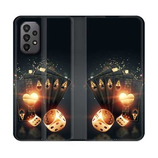 Housse cuir portefeuille Pour Samsung Galaxy A23 5G Poker Des